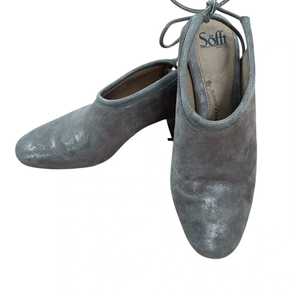 Sofft Womens Metallic Silver Suede tie Back Mule Pump Clog Size‎ 9
